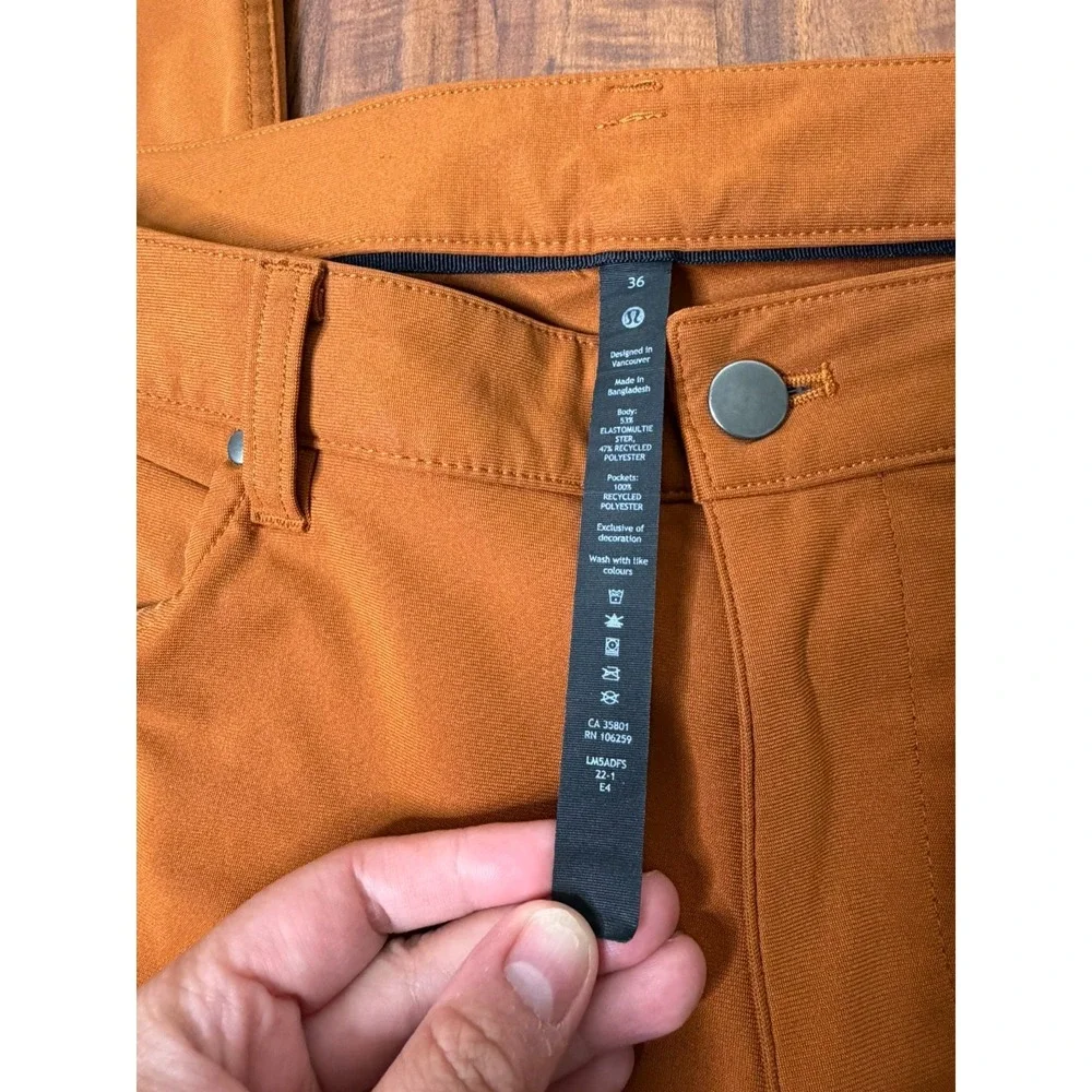 Lululemon ABC Slim Fit Utilitech Canvas Pants Men's 36x32 Allspice Brown LM5ADFS - Picture 2 of 7